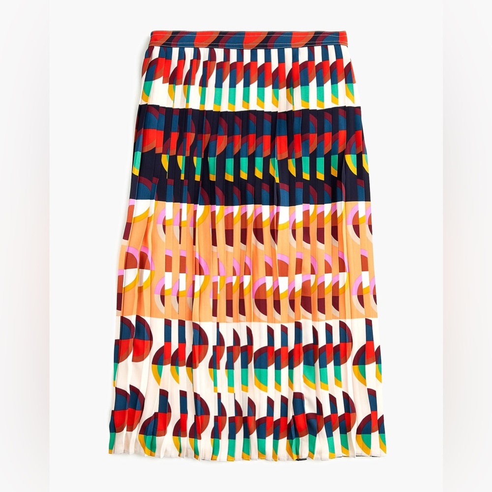 J. Crew 365 Pleated midi skirt in art deco print, size 2P NWT